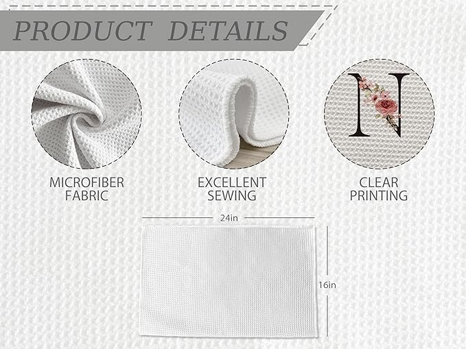 Kitchen Towel, Personalized Gifts Mode Monogram Letter N Kitchen Towel for Kitchen Dinning Bathroom, Christmas Birthday Gifts for Women, Kitchen Towel and Dishcloths Sets 16×24 Inches