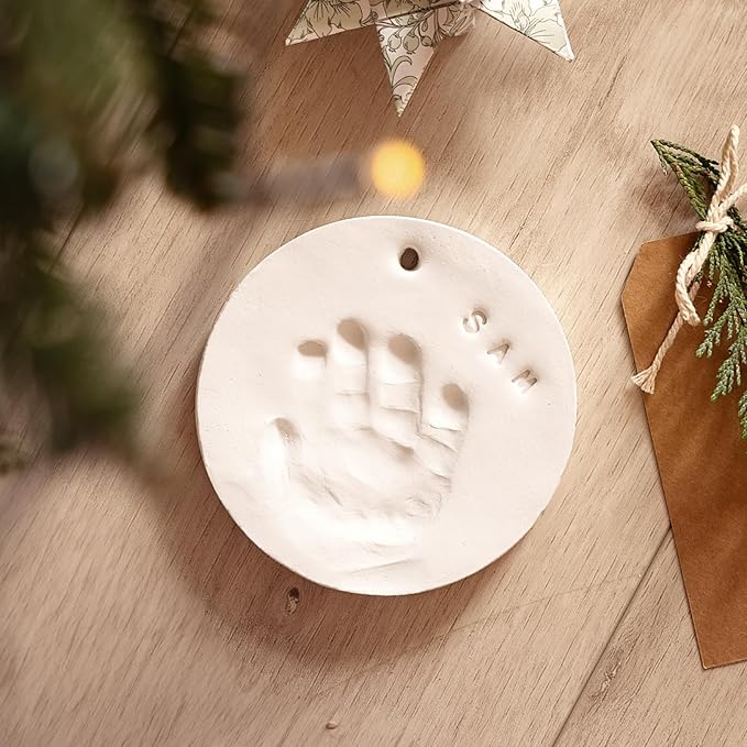 KeaBabies Baby Hand and Footprint Kit Girls, Boys - Personalized Baby Footprint Ornament Kit, Newborn Keepsake Gifts for New Mom, Easy to Use Handprint Makers, Cute Shower Gifts (Gold Paint, Cherish)