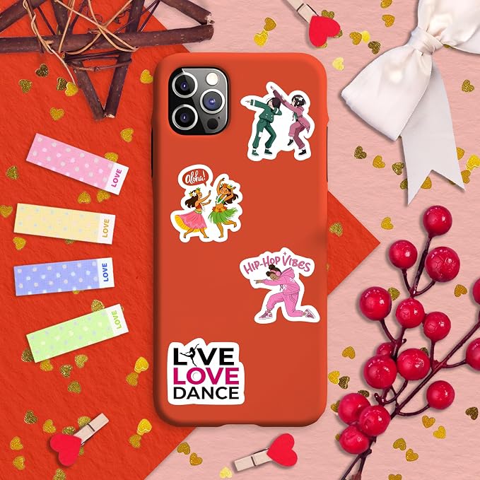 100Pcs Dance Stickers for Water Botlle, for Scrapbooking - Dancer Stickers - Gifts for Dancer - Dance Party Supplies - Gift for Women & Men