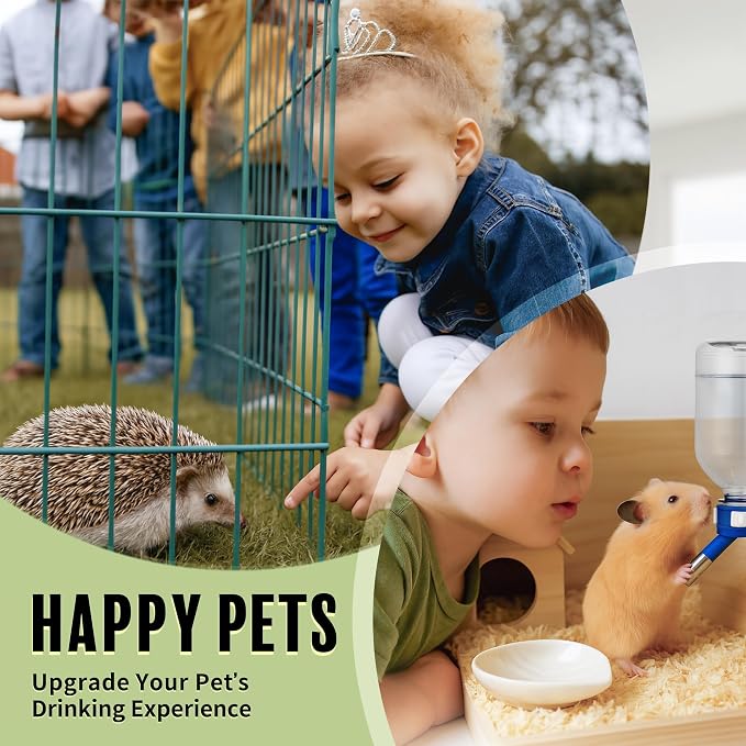 Choco Nose No-Drip Small Animal Water Bottle - Leak-Proof Patented Nozzle Helps Prevent Cage Mess & Wet Bedding - Hamster, Hedgehog, Mouse, Glider, Gerbil - BPA Free, Cage Mount, 10.2 fl oz (C125)