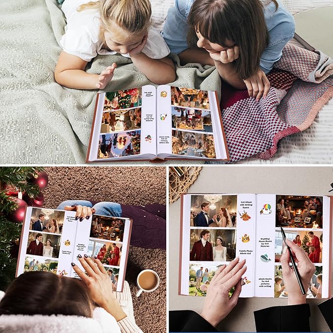 Ruibytree Photo Album 4x6 450 Photos with Writing Space,PU Leather Cover with Front Window Picture Album,4 x 6 Photo Book for Wedding Kids Travel Family Baby Vacation Couple (Brown)