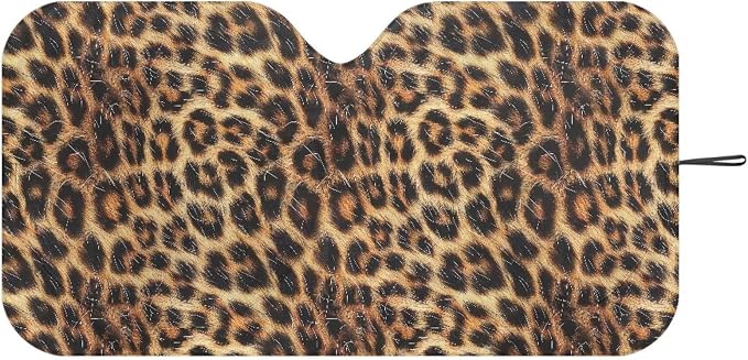 Golden Leopard Print Windshield Sun Shade Foldable Front Windshield Sun Shade for Heat Protection Car Accessories Keep Your Vehicle Cool