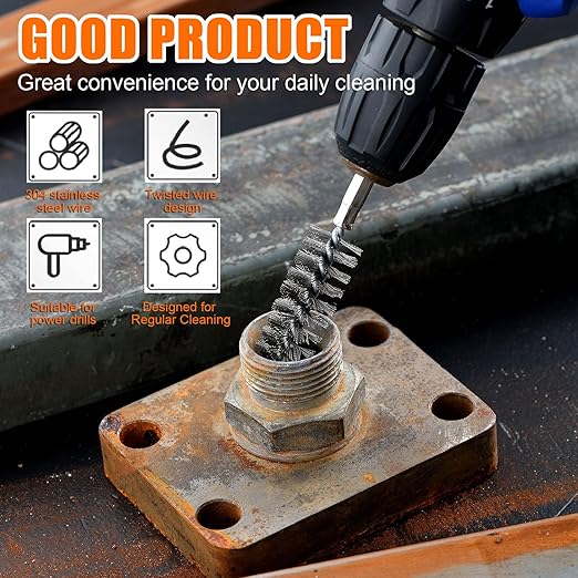 MAXAMN Wire Brush for Drill 18-Pack, Wire Brushes for Cleaning Rust Tube Automotive, Nylon, Brass, Stainless Steel Bristles Bore Brush with 1/4" Hex Shank and Tool Bag for Power Drill Impact Driver