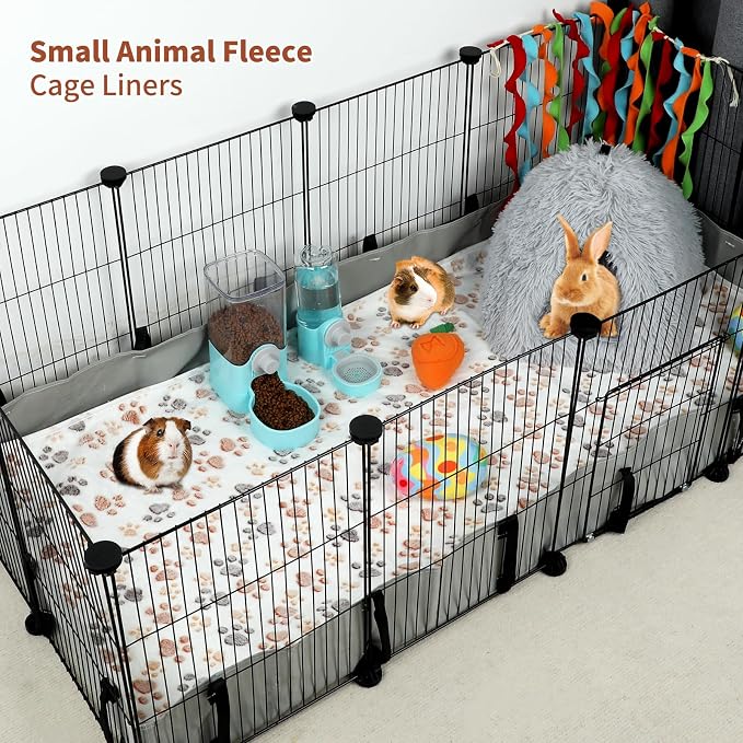 YUEPET Waterproof Guinea Pig Blankets 6 Pack, Fleece Cage Liners, L | Guinea Pig Fleece Cage Liners, Waterproof Backing, Machine Washable, Soft Fleece Surface, 48 x 24 in