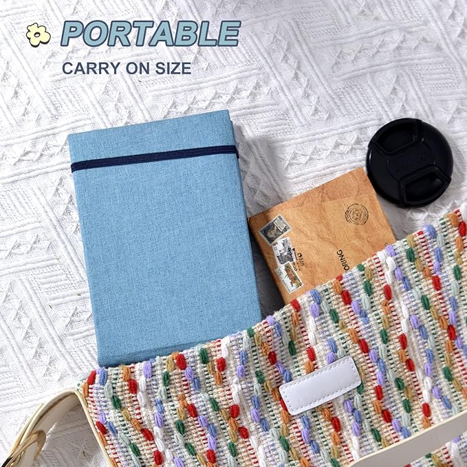 2PACK 4x6 Photo Album, 4x6 100 Pockets Linen Cover Photobook Small Capacity Pictures Book Easy to Classify and Portable for Wedding Family Baby Vacation (Blue)