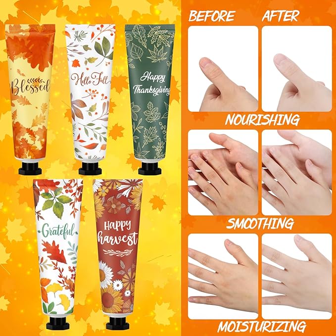 100 Pcs Thanksgiving Fall Hand Lotion Gifts Bulk for Women Maple Leaves Hand Cream 30ml Natural Botanical Fragrance Mini Lotion for Chapped Hands Travel Thanksgiving Autumn Party Supplies
