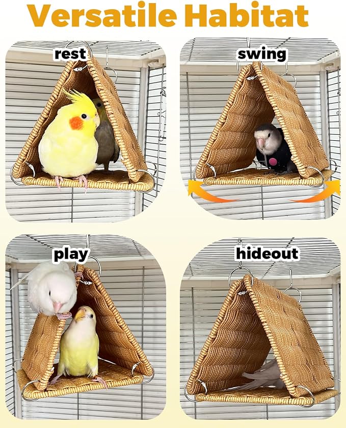 Chewproof Steel Frame Cockatiel Bird Nest for Cage for Medium Parrots | Washable Bird Bed Hammock for Sun Conure, Quaker, Bird Tunnel Parakeet Nest, Parakeet Bed House Hut for Lovebird, Budgie