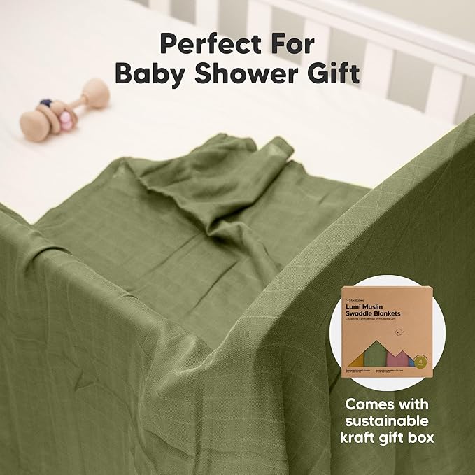4-Pack Muslin Swaddle Blankets for Boys, Girls - Organic Baby Swaddles for Newborns, Soft & Breathable Receiving Baby Blankets for Girl, Boy, Neutral, Newborn Essentials Gift (Corals)