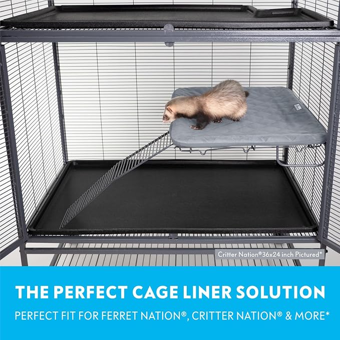 Paw Inspired Fitted Fleece Shelf Liner for Critter Nation Cage, Gray | Shelf Cover for Ferret Nation/Critter Nation Cage, For Ferrets, Rats, Chinchillas, Hedgehogs, Small Animals, Pets