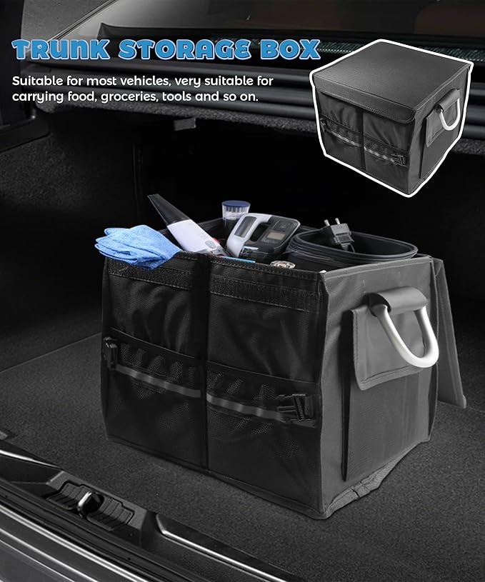 Trunk Organizer,Car Accessories Car Organizers and Storage,Collapsible Waterproof Oxford Trunk Organizer for SUV with Aluminium Alloy Handle,Suitable for All Trucks,SUVs,Vans,Jeeps,and Cars