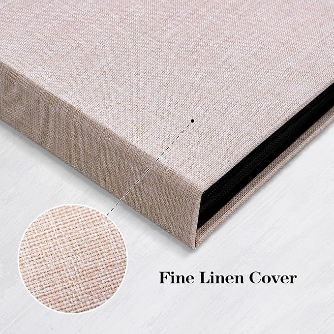 Mublalbum 2 Pack Small 8x10 Photo Album 2 Pack Linen Cover with Display Window Mini Picture Book Each Holds 52 Vertical Pockets for Artwork Postcards or Pictures Storage (Beige)