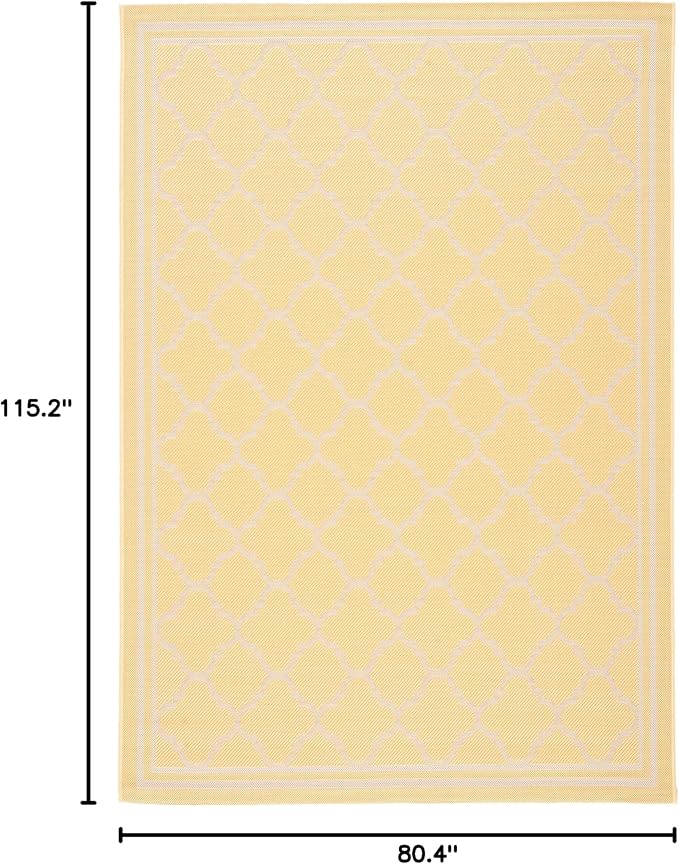 SAFAVIEH Courtyard Collection 6'7" x 9'6" Gold/Beige CY6918 Trellis Indoor/ Outside Waterproof Easy cleansingPatio Backyard Mudroom Area Mat