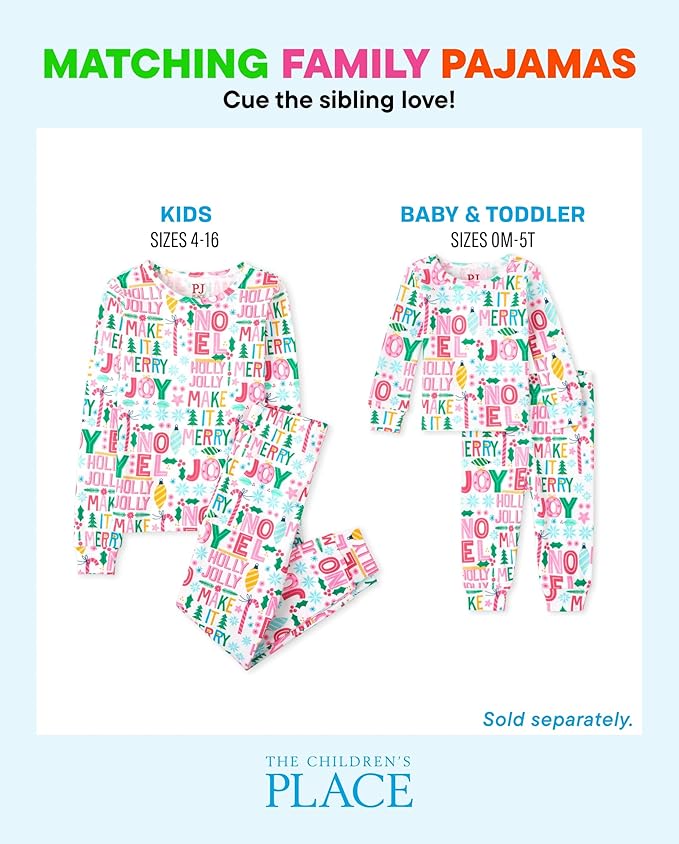 The Children’s Place Family Matching, Christmas and Holiday Pajama Sets, Cotton