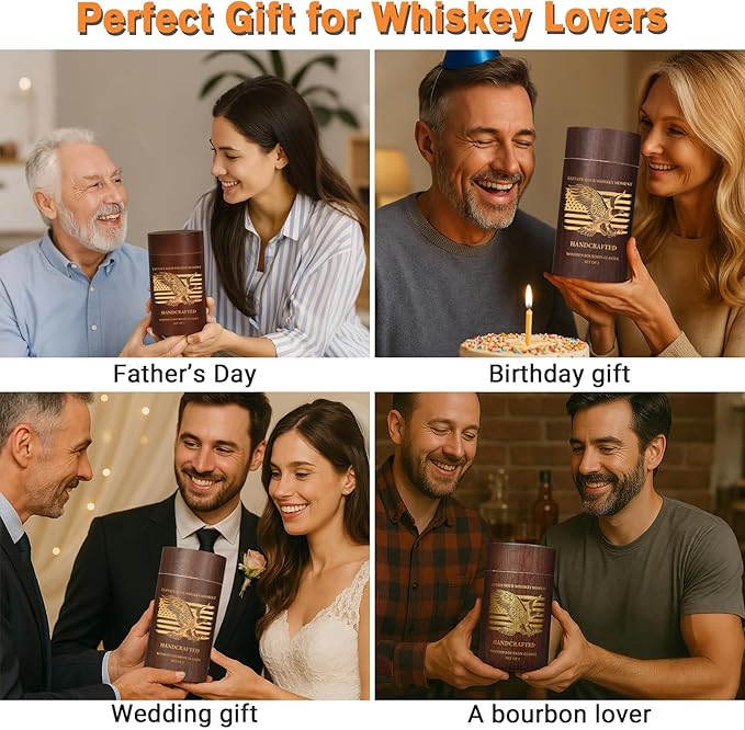 Wooden Whiskey Glass, Wood Bourbon Glasses, Wooden Bourbon Drinking Glass, Old Fashioned Glass Whiskey Gift Sets for Men Father’s Day, Birthdays, Weddings, Anniversaries, Retirement