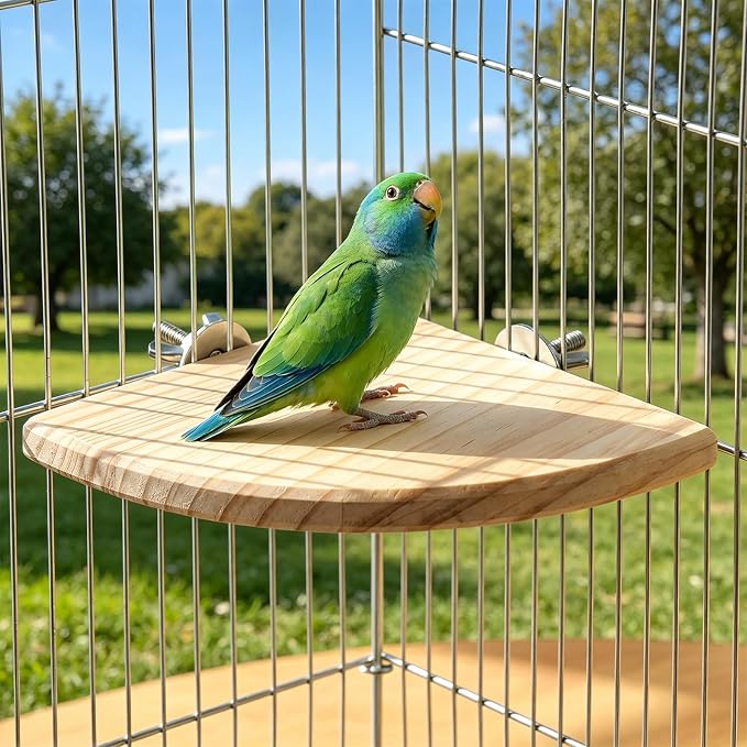 Flat Bird Perch, Wood Flat Perches for Birds Cages, Birds Platform,Bird-Perch Platform for Parakeet Conure Cockatiel Budgie Gerbil Rat Hamster