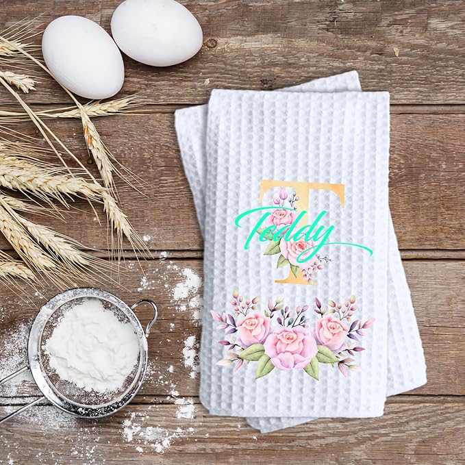 ubmpj Personalized Kitchen Towel Custom Waffle Weave Towel Gift for Housewarming Wedding Friend Birthday