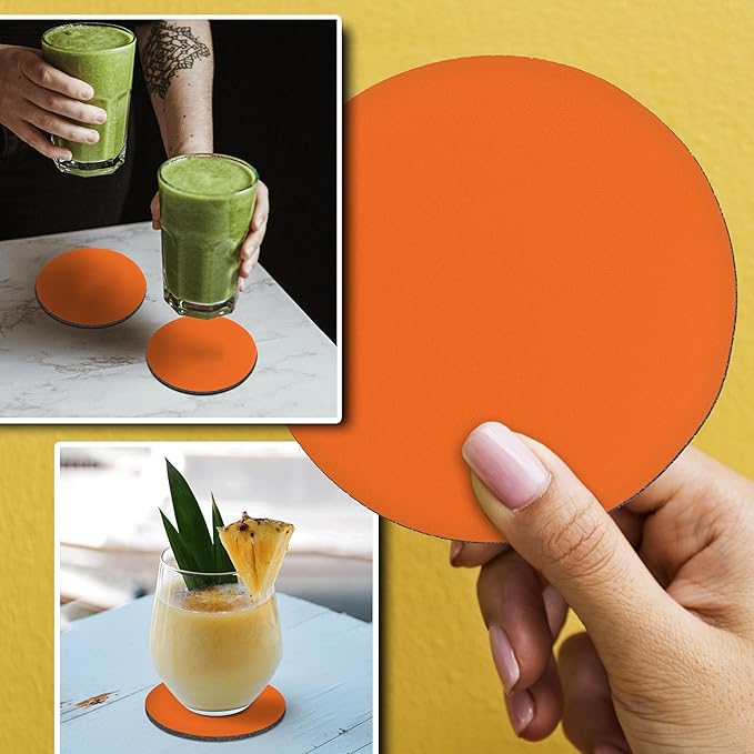 10 Round Foam Bud Coasters Pack, 4 inch - PU Foam, Party Favor - Neon Orange