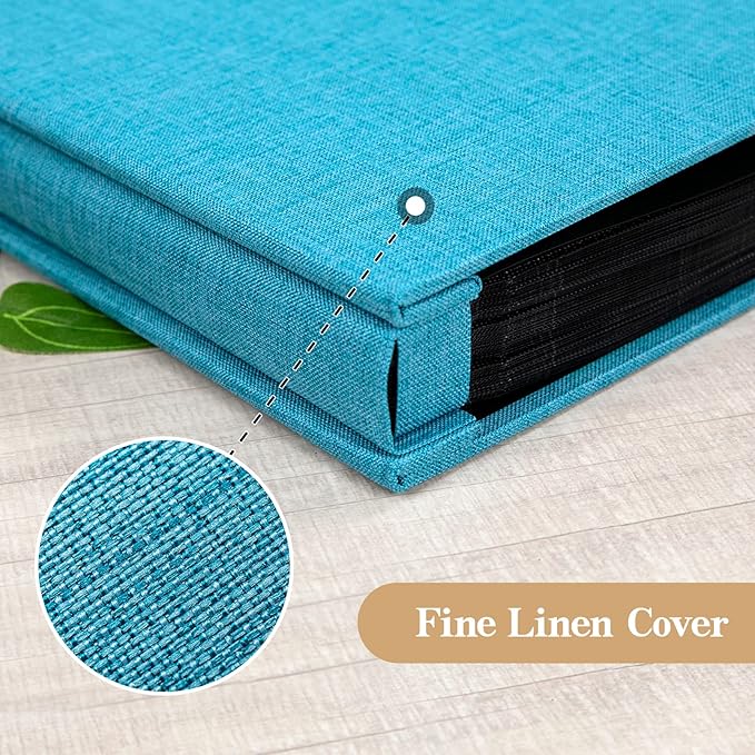 potricher Small Photo Album 4x6 200 Photos Linen Cover Picture Photo Book for Family Wedding Anniversary Baby Vacation (Blue,200 Pockets)