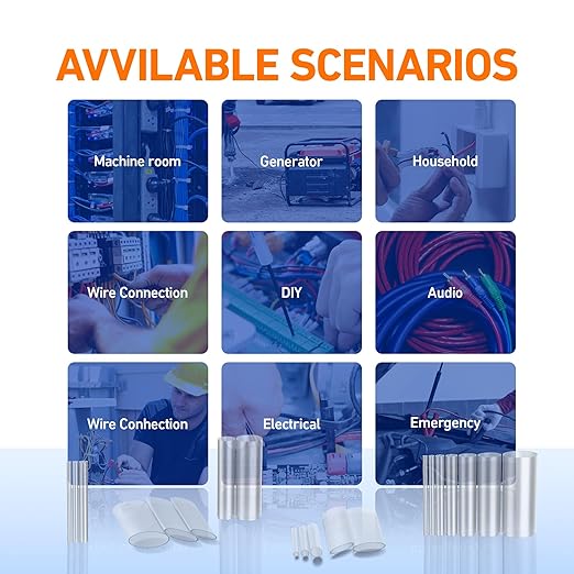TKDMR 446 Pcs Heat Shrink Tubing Kit - 4:1 Ratio Adhesive Lined, Marine Grade Shrink Wrap,Industrial Heat Shrink Tubing,Clear