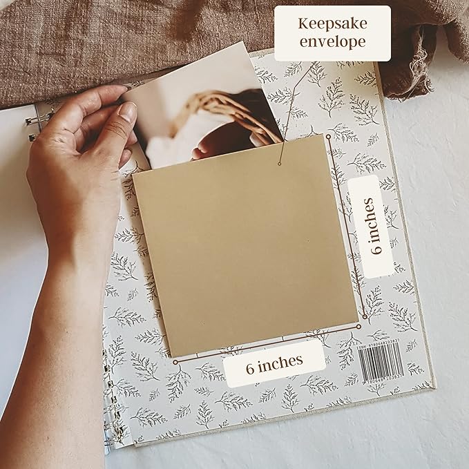 Peachly Unisex Baby Memory Book, Minimalist Baby Book First Year Baby Book Keepsake for Milestones, Linen Baby Books First Year Memory Book, Simple Baby Scrapbook for Boy Girl Milestones