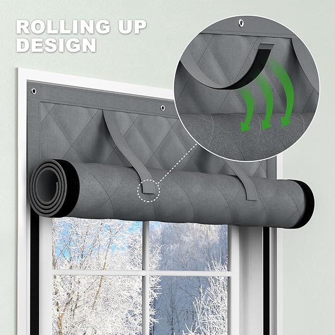 AGHIG Thermal Window Cover for Winter 2PCS, 47" X 63" Window Insulation Kit, Oxford Cloth Cotton Layer Window Covers for Winter to Keep Heat, Window Insulation for Winter Fits Up to 3 x 5 Ft Window
