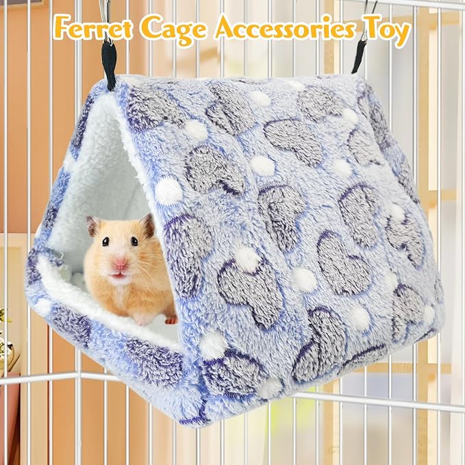 PINVNBY Rat Hammock Bed Soft Guinea Pig Hideout Bed Hanging & Washable Hamster Toy Ferret Cage Accessories for Squirrel Sugar Glider Chinchilla Rat (Purple)