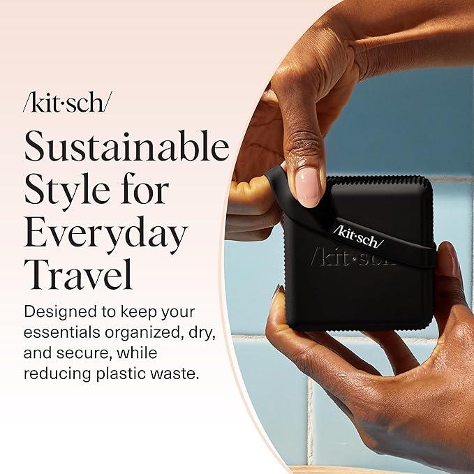 Kitsch 2-Compartment Travel Soap Case – Bar Soap Holder & Organizer, Travel Case for Bars – TSA-Approved – Lightweight, Durable, Leak-Proof, Made from Recycled Plastic – Black