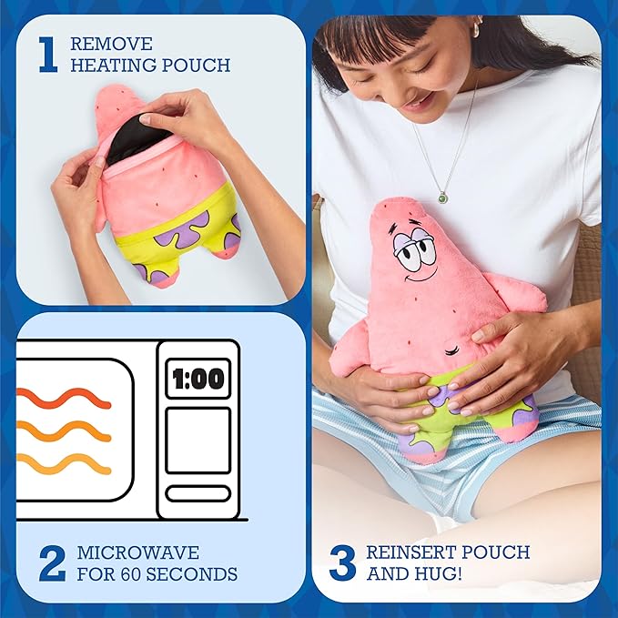 Happy Helpers Patrick By Relatable, The Cozy Comfort That's Anything But Boring, Get Relief with This Plush Heating Pad for Period Cramps and Body Pain, Includes 1 Microwavable Patrick Heating Pad