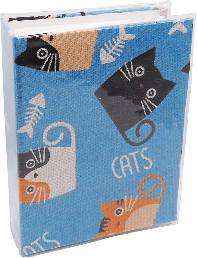 Small Photo Album for Kids, 100 Pockets 4x6 Bookshelf Baby Picture Album, Slip-in Linen Cover Photo Book for Family(Kitty)