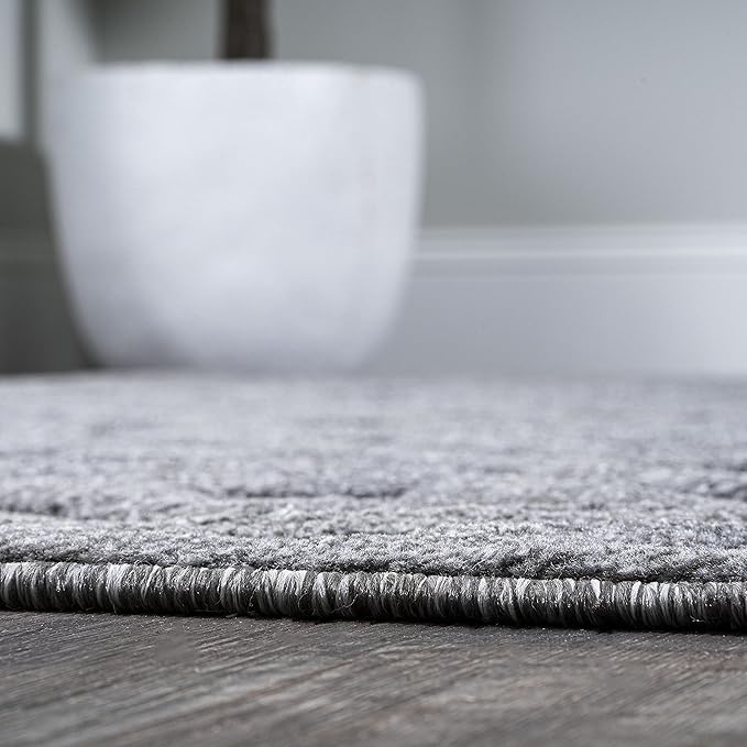 JONATHAN Y Diamond Trellis Indoor Outdoor Round Area Rug 5 Ft Dark Gray, Portmany Neutral for Backyard, Patio, Porch, Easy-Cleaning, High Traffic, Pet-Friendly, Non-Shedding (IBZ104A-5R)