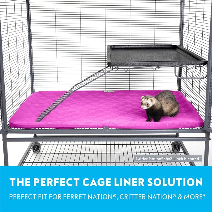 Paw Inspired Fitted Fleece Bottom Pan Liner for Critter Nation Cage, Pink | Tray Cover for Ferret Nation/Critter Nation Cage, For Ferrets, Rats, Chinchillas, Hedgehogs, Small Animals, Pets