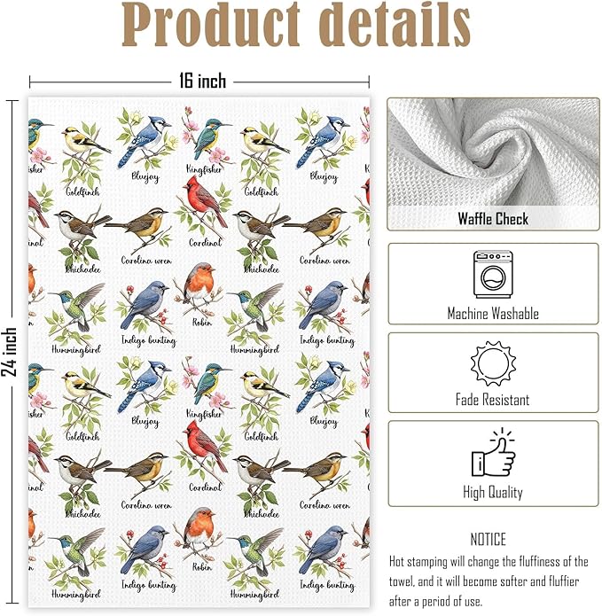 Bird Gifts Kitchen Towels, Birds Gifts for Lovers Women, Birds Birder Dish Towels for Kitchen,Bird Decorative Hand Towels for Bathroom Dish Cloths & Dish Towels