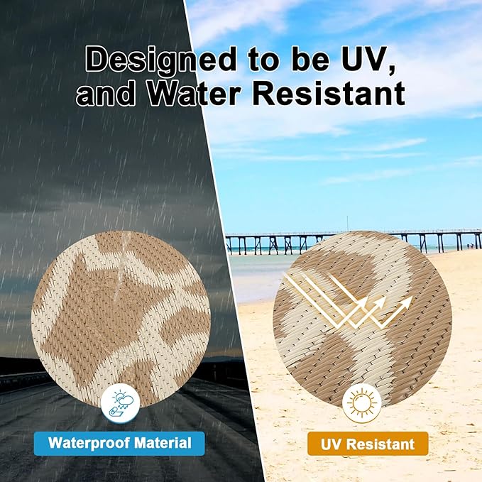 HEBE Outdoor Rug Waterproof 6x9, Plastic Straw Rug Camping Rug, Reversible Outdoor Patio Rugs RV Mat Clearance, Indoor Outside Floor Carpet for Porch,Deck,Camper,Balcony,Backyard