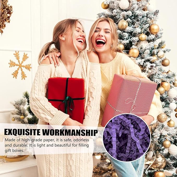 ZEBMOON 2 LB Purple Crinkle Cut Paper Shred Filler Great for Gift Wrapping, Basket Filling, Birthday, Wedding, Halloween, Thanksgiving, Christmas Day, New Year Party Decorations Filling Supplies