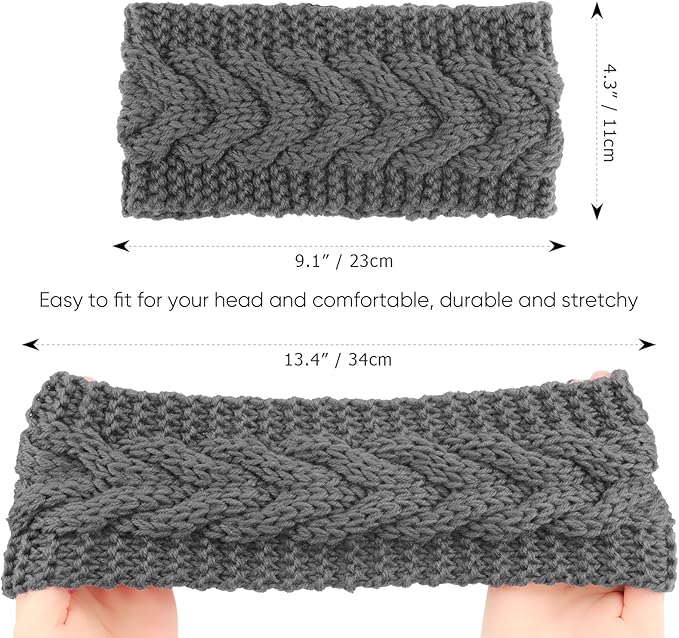DRESHOW Winter Knit Chunky Headbands for Women Crochet Turban Knitted Ear Warmer Fashion Head Wrap 6 Pack
