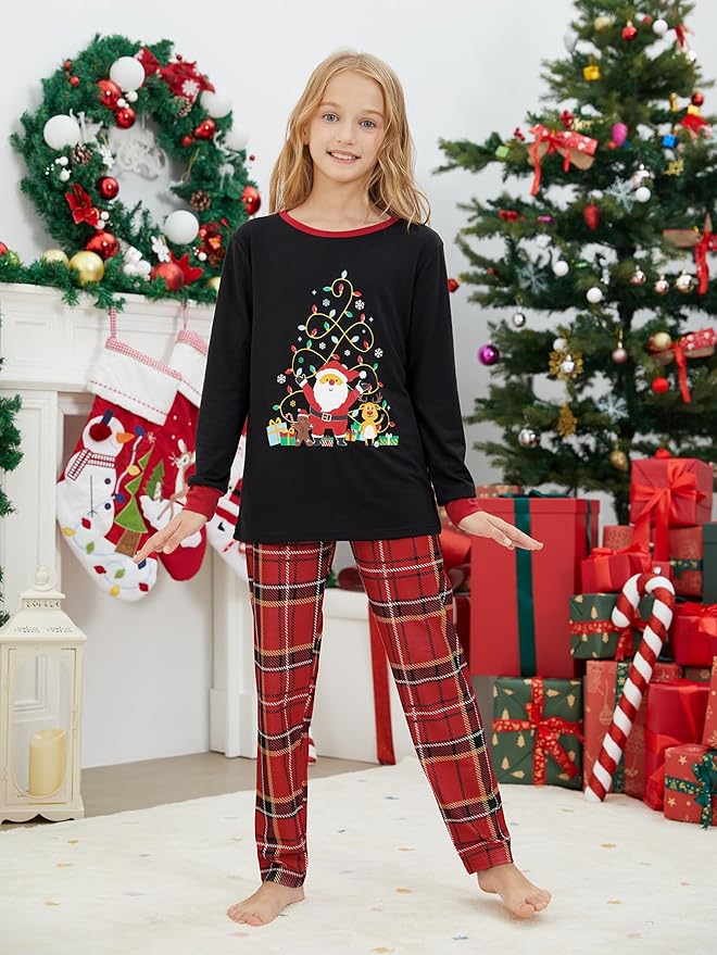 YIJIU Christmas Pajamas Cute Deer Print Long Sleeve Totem PJS Set