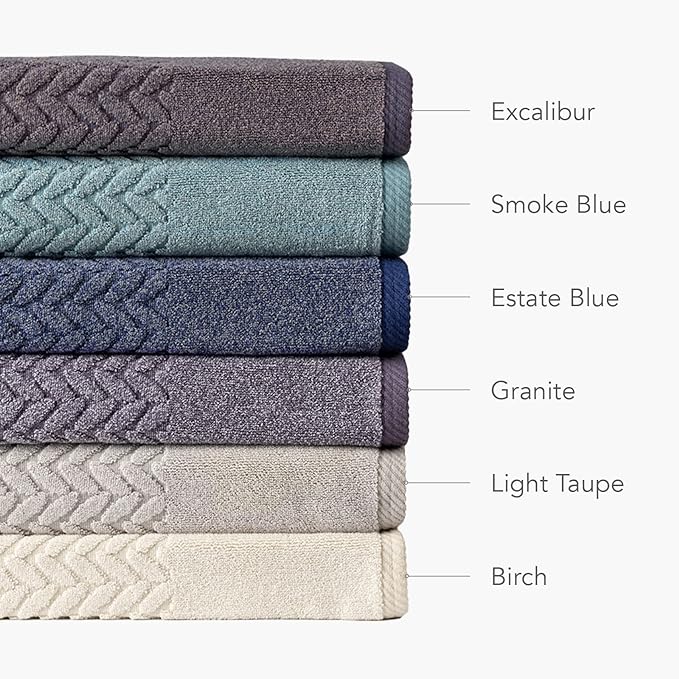 Texere 100% Organic Cotton Cable Jacquard 650 GSM Luxury Towel Sets - Ultra Soft and Absorbent Hotel and Spa Quality (Cable, Light Taupe, 2 Hand & 2 Wash Towels)