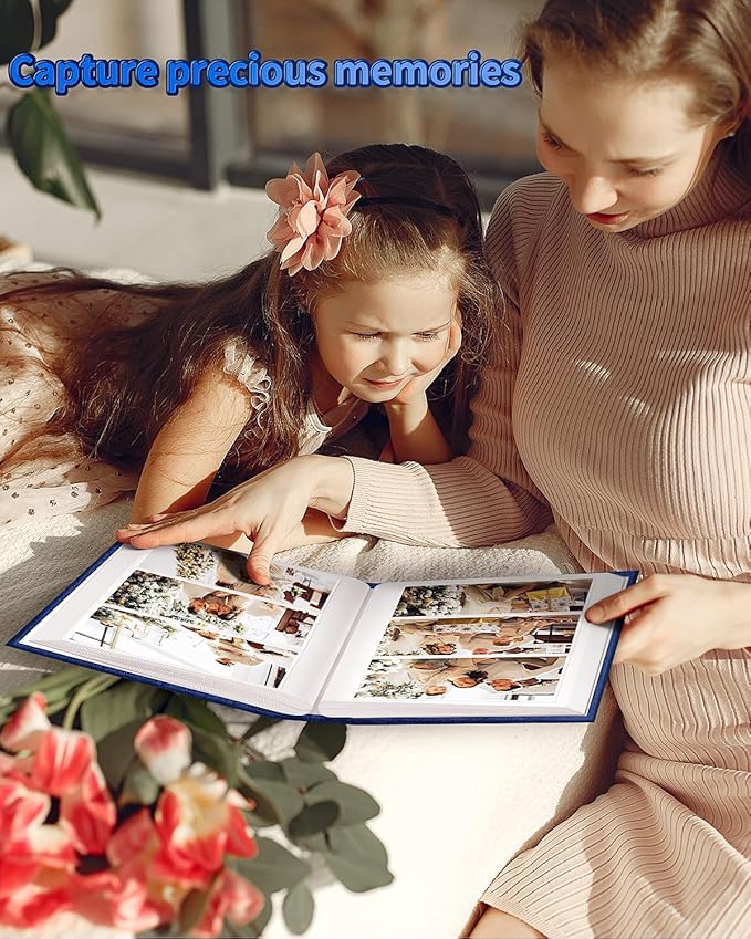 Photo Album 4x6 with 100 Pockets,Slip-in Picture Albums,Linen Cover Memory Book with Front Window,White Page Vertical Photo Book for Wedding,Family,Anniversare,Baby,Vacation