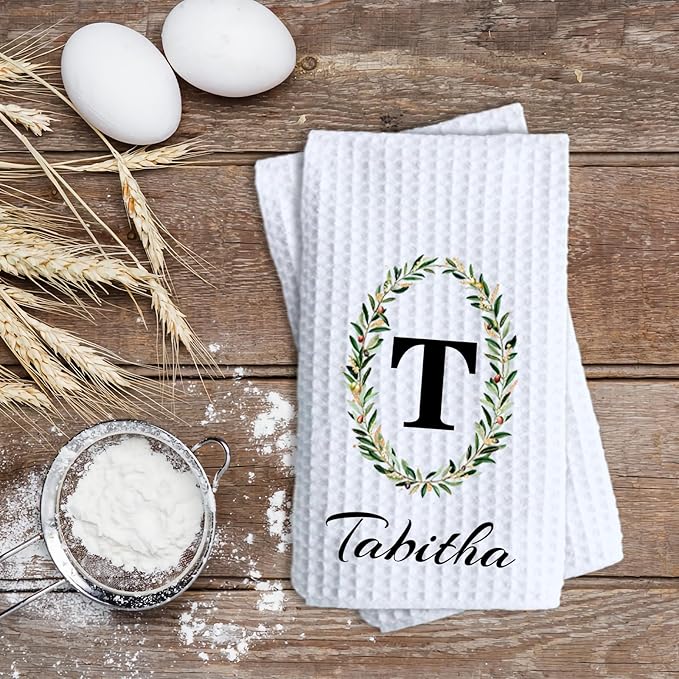 ubmpj Personalized Kitchen Towel Custom Waffle Weave Towel Gift for Housewarming Wedding Friend Birthday