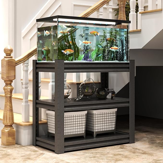 3-Tier Metal Shelf, Small Storage Shelves Heavy Duty Garage Shelving Organization, Utility Tool Storage Racks for Workshop Basement Kitchen Balcony (Black)