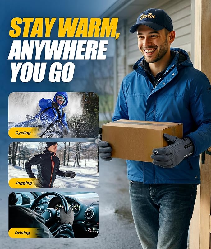 Winter Gloves Men Women Made with 3M Insulation, -20°F GEANI-TEX™ Waterproof Ski Gloves for Cold Weather, 5-Layer Thermal Snow Gloves, 10 Touchscreen Fingers Snowboard gloves for Cycling, Hiking