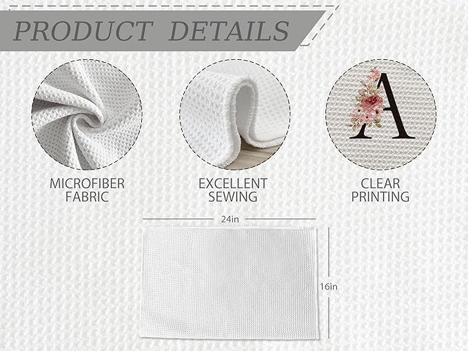 Kitchen Towel, Personalized Gifts Mode Monogram Letter A Kitchen Towels for Kitchen Dinning Bathroom, Christmas Birthday Gifts for Women, Kitchen Towels and Dishcloths Sets 16×24 Inches