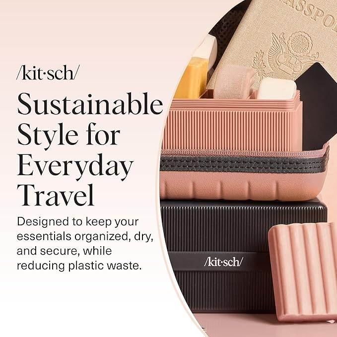 Kitsch 4-Compartment Travel Soap Case – Bar Soap Holder & Organizer, Travel Case for Bars – TSA-Approved – Lightweight, Durable, Leak-Proof, Made from Recycled Plastic – Black
