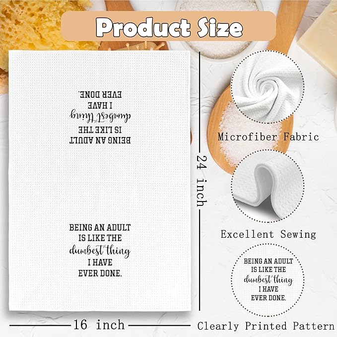 Funny Adult Humor Kitchen Towels Dish Towel Dishcloth 16x24 Inches, Humorous Gifts for Women Men, Funny Dish Towels with Sayings Decorative Absorbent Hand Tea Towels for Kitchen Bathroom Decor
