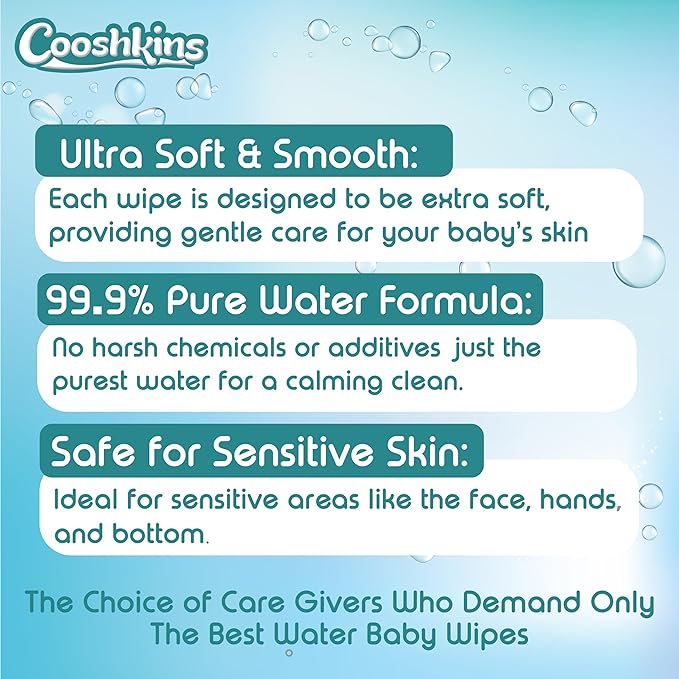 De-Chlorinated Pure Water Baby Wipes | Gentle Unscented Wipes for Sensitive Skin | 99.9% Pure Water Based | Alcohol-Free, Paraben-Free | Soft & Thick (60 Count (Pack of 24))