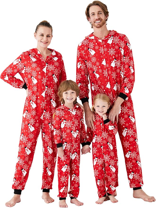 PATPAT Matching Family Christmas Onesie Pajamas – Holiday Hooded Jumpsuit Sleepwear PJs Couples Xmas Loungewear with Socks