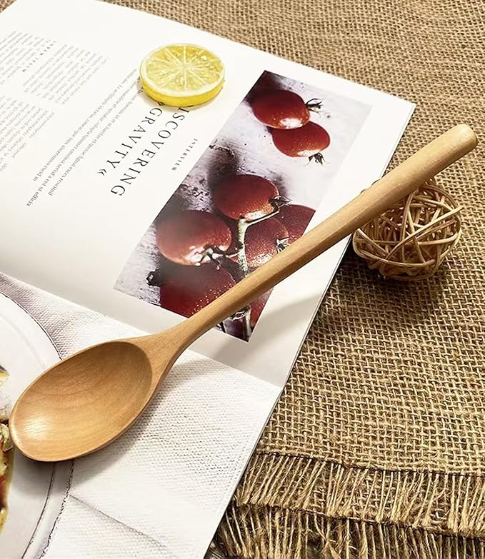 Personalized Wood Soup Spoons, Custom Engraved 9.25 Inch Wooden Spoons for Eating Cooking Mixing Stirring, Long Handle Spoon with Gift Box for Anniversary Birthday Christmas Gifts