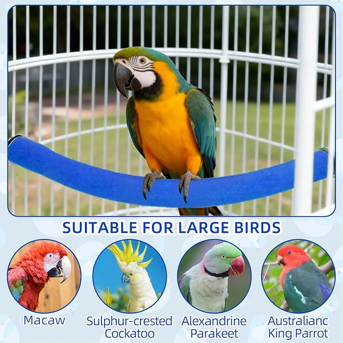 Rypet 90-Degree Parrot Perch for Cage Corner, Quartz Bird Perch (Blue XL) | For Paw Grinding Clean Stick Exercise, Rough Quartz Surface, Cage Accessorie, Small Parakeets Cockatiel Conures