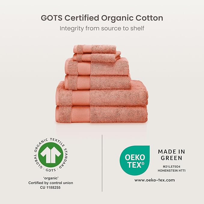 BIOWEAVES 100% Organic Cotton 700 GSM Plush Premium Washcloths 13" x 13" GOTS Certified, Face Towels Perfect for Home & Bathroom - Burnt Orange, Pack of 12
