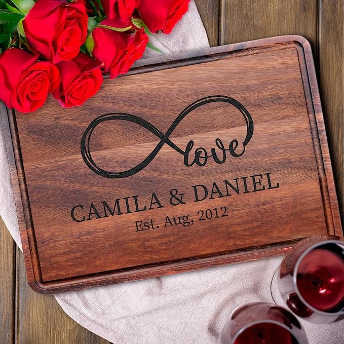 Personalized Cutting Board for Couples 2025, Wedding, Engagement Gifts for Couples, Anniversary, Bridal Shower, Housewarming, Christmas, Customized Ideas for Men, Women, Family